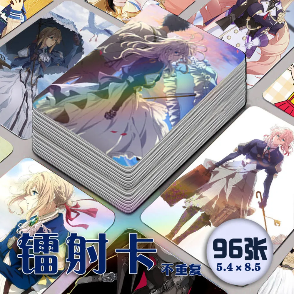 

96 PCS Violet Evergarden Anime Laser Cosplay Rounded Corners LOMO Card Christmas Gifts Girls