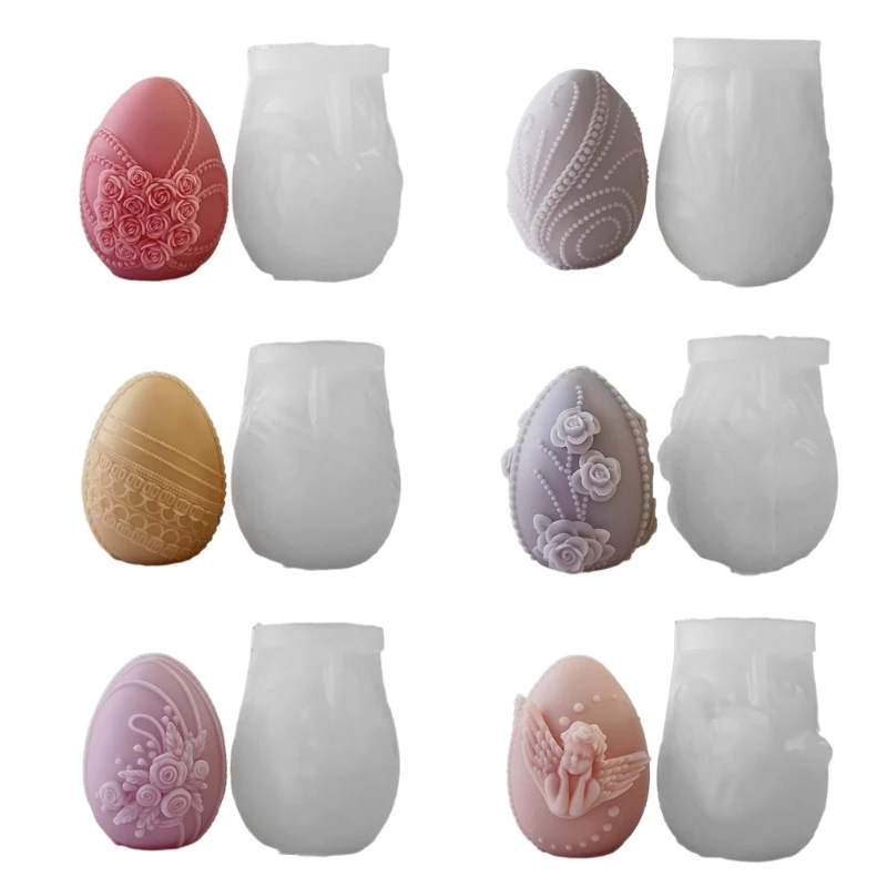 

Carved Easter Eggs Silicone Mould Smooth Festive Mold Epoxy Resin Molds for Ornament Casting Moulds D0LC