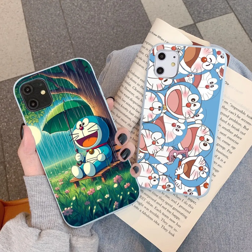 Japanese Cartoon D-Doraemon Phone Case For IPhone 14 11 12 13 Mini Pro Xs Max 8 7 6 6S Plus X XR Solid Candy Color Case