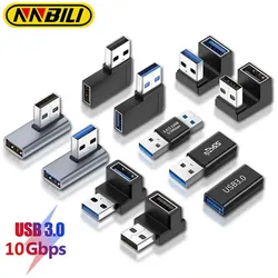 NNBILI 90 Right Angle USB 3.0 Extension Adapter Upward Elbow 10Gbps USB Connector For PC Male to Female Extension Plug Converte