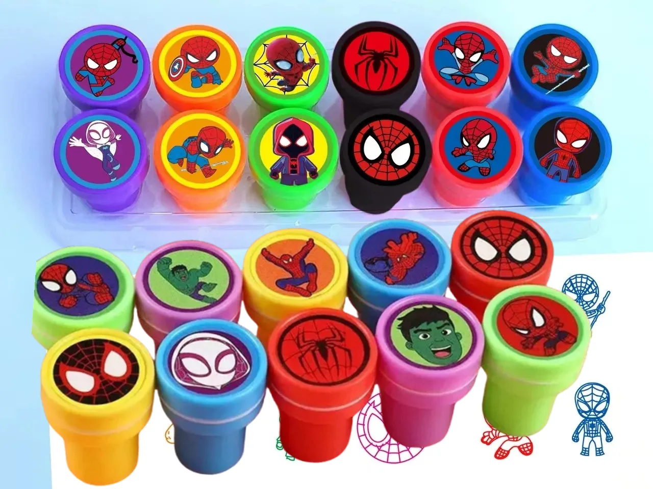 10/12PCS Anime Superhero seal Spideran Hulk Party Favor Kids Birthday Party Gift SpiderMan Stamp Baby Boys Christmars Gift