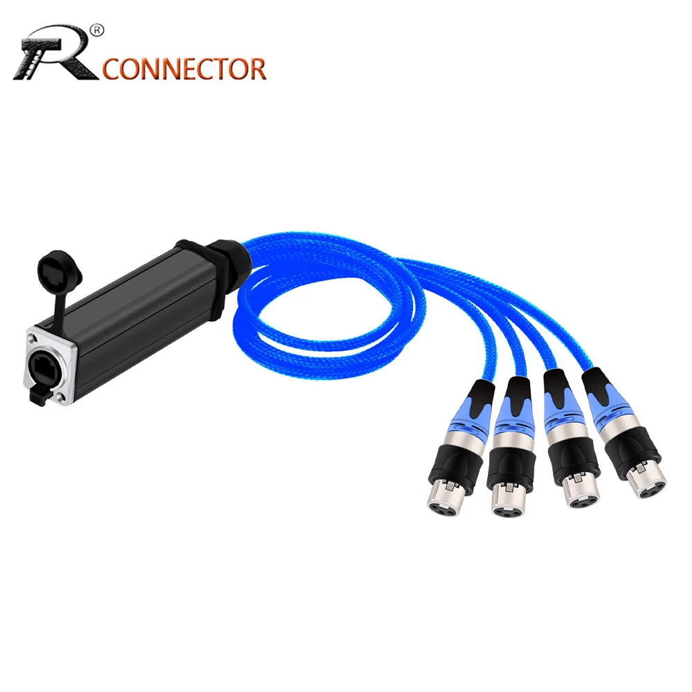 

4 Channel 3Pins Audio Multi Network Breakout XLR Cable for Stage Sound Lighting Recording Studio Male/Female to RJ45 CAT5 Female