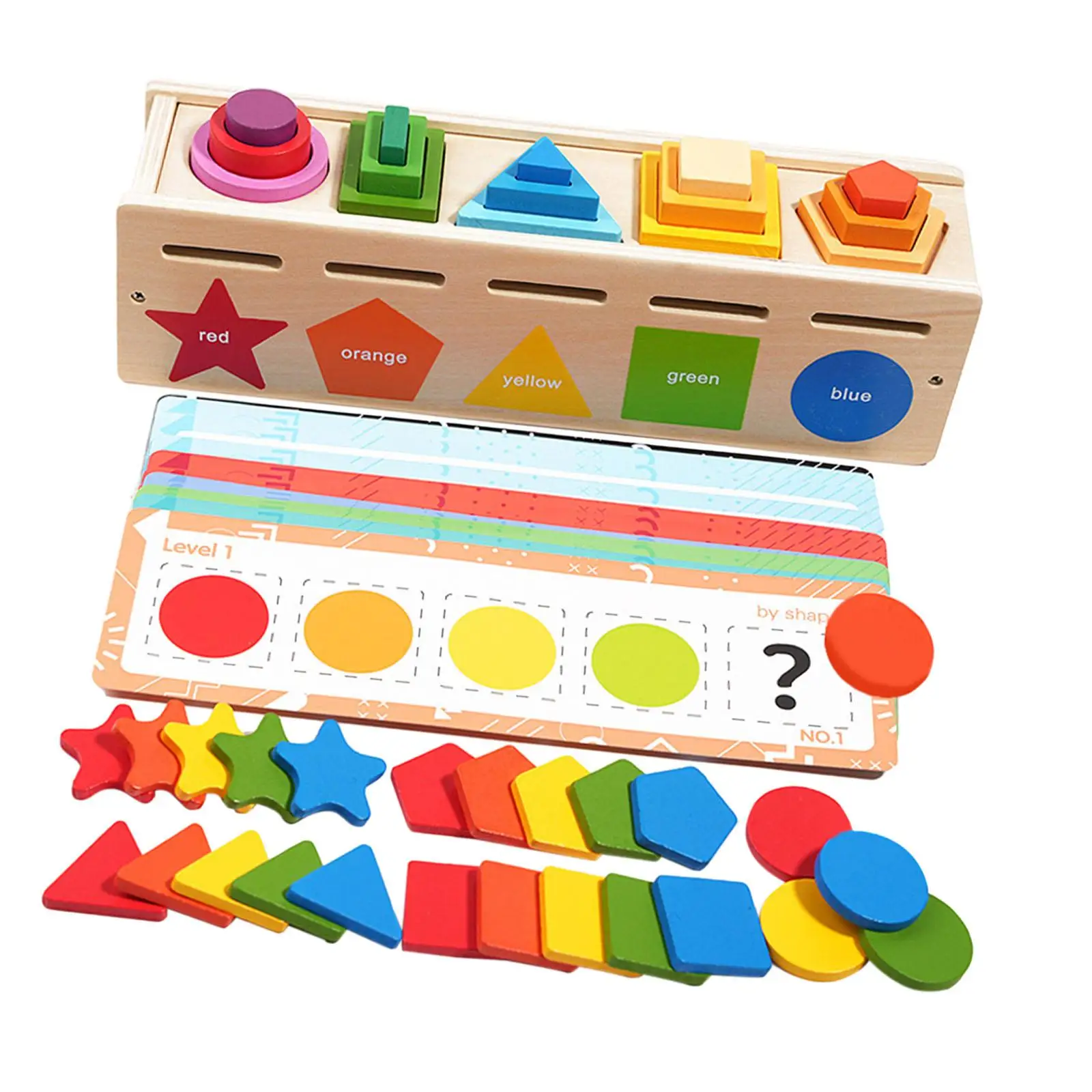

Деревянная игрушка для сортировки по форме и цвету, 25 геометрических блоков и 12 карточек, развивающая игрушка для дошкольников, обучающая игрушка для детей 3, 4, 5 лет, праздничный подарок