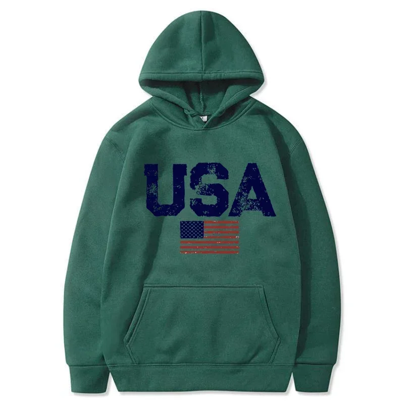 Litery USA Flaga amerykańska Gwiazdy i paski Odzież męska Luźna bluza z kapturem Crewneck Jesienne bluzy z kapturem Casualowa bluza z kieszeniami