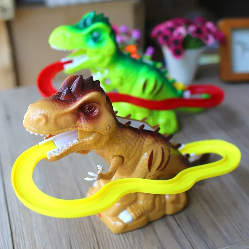 Funny Baby Dinosaur Climbing Stairs Railcar Music Toys for Children DIY Assembly Slide Interactive Game Educational Toys Gift