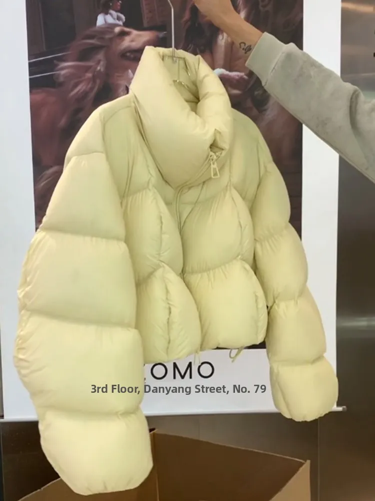 韓国風超可愛い黄色いオルトパフ餃子ダウンジャケットレディース冬新作小さめサイズパンコート通勤ストレート...