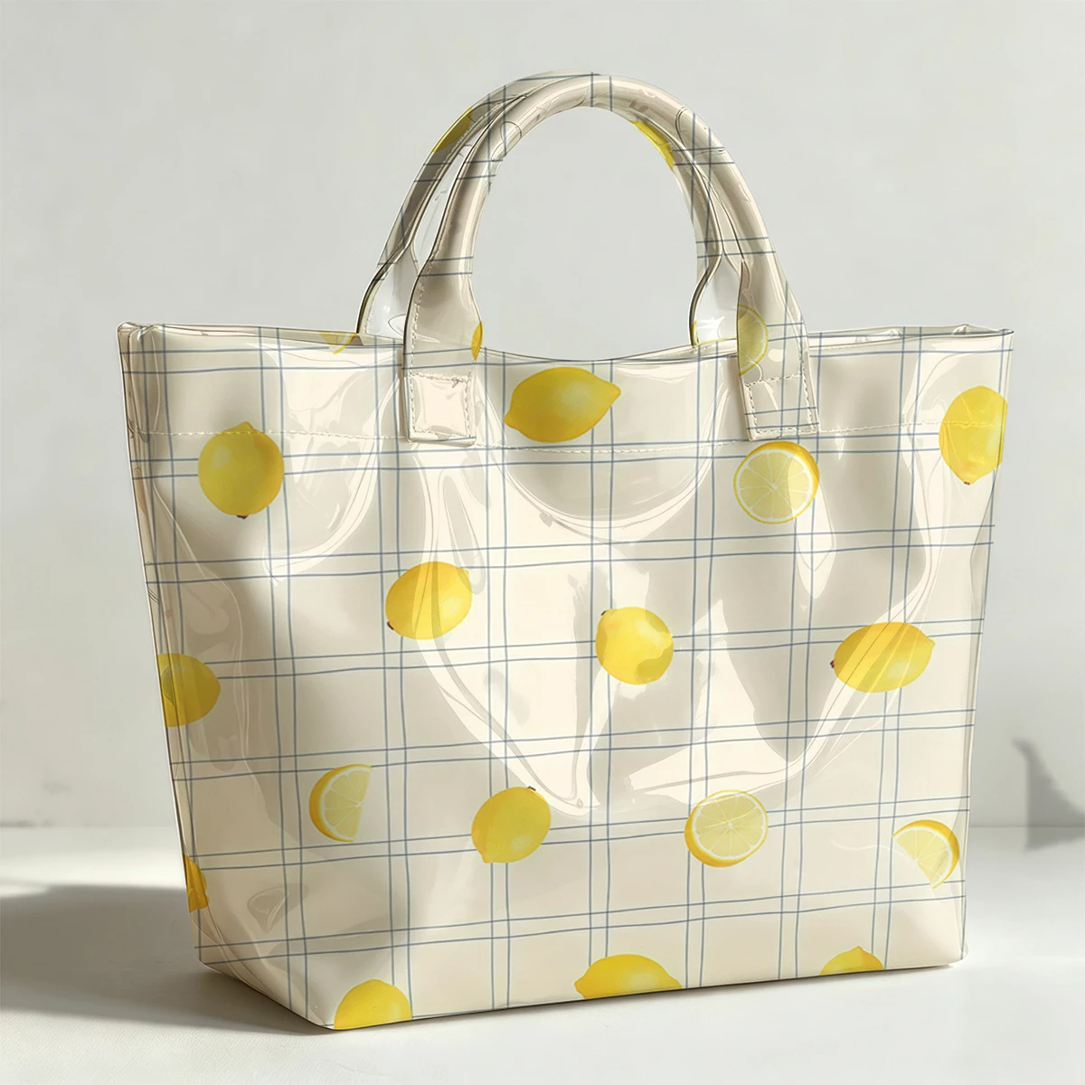 Blossom Lemon Garden PVC Tote Bag Waterproof Transparent Jelly Bag Beach Bag Tote Pouch Bow Handbags Storage Bag
