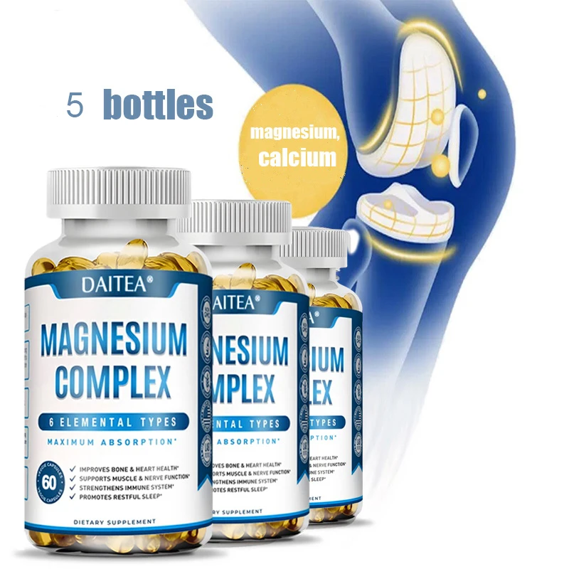 

Daitea Magnesium Complex Capsules - Bone,Muscle& Heart Health Supplement,Muscle Relaxation,Sleep Support,Stress & Anxiety Relief