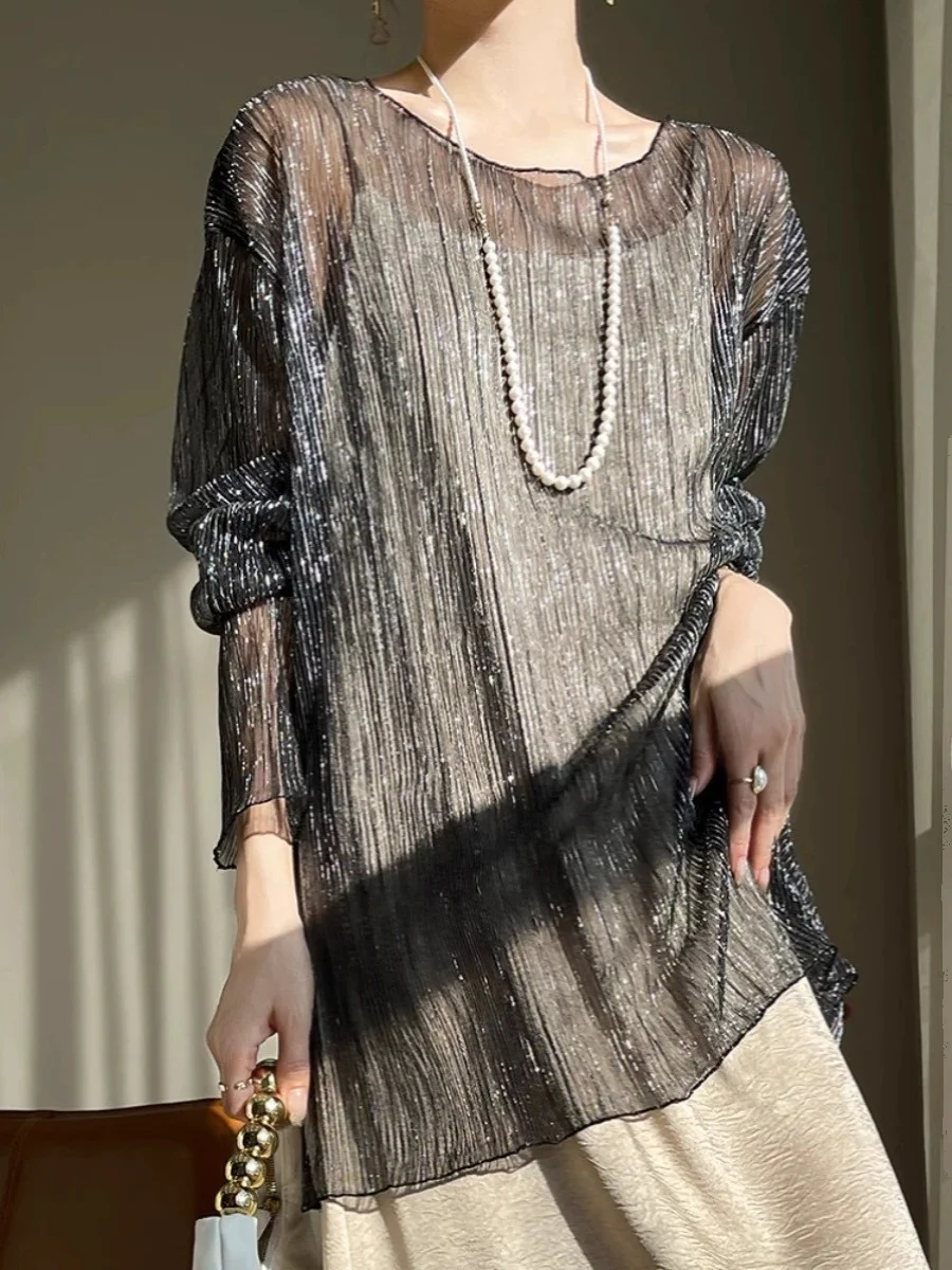 

Свободная кружевная защита от солнца Long Sve irt Bright Tead Me Cover up Air Conditioned Spicy Girl Верхняя одежда в стиле ретро
