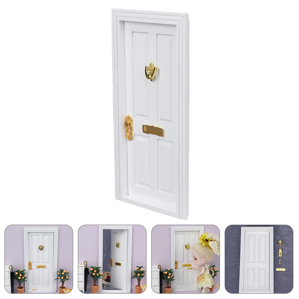 Mini meubles de décoration de porte à quatre panneaux, artisanat Miniature en bois pour maison, projet de remise de diplôme, conte de fées, jardin, appartement, 1 pièce