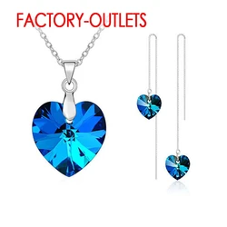 Genuine 925 Sterling Silver Fashion Jewelry Pendant Necklaces Earrings Set Heart Design Female Party Engagement Wholesale