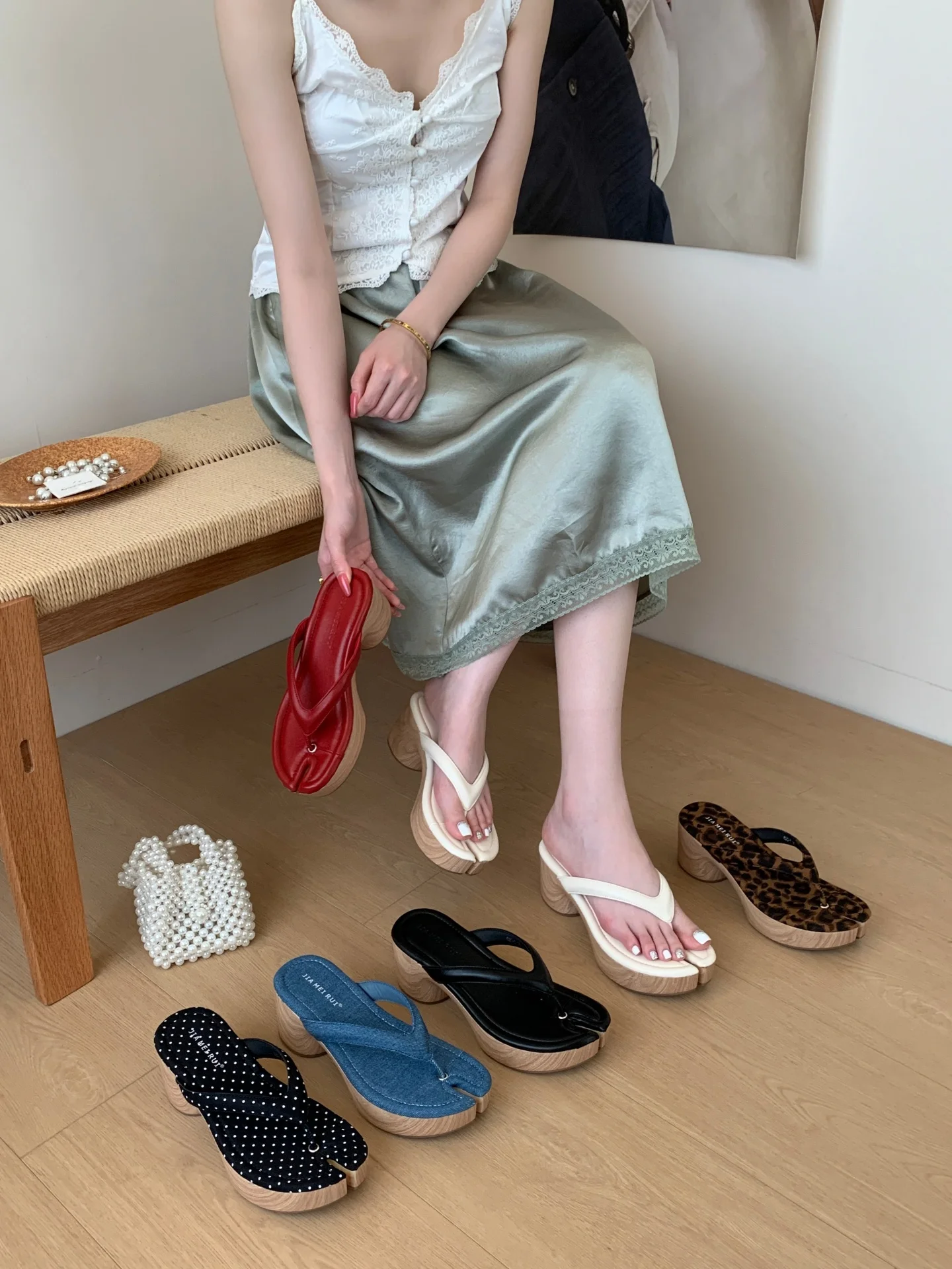 Sandalias Casuales de Tacón Grueso Estilo Coreano Jia Mei Rui, Sandalias de Verano para Mujer con Tacón Plano, Zapatos Tipo Z...