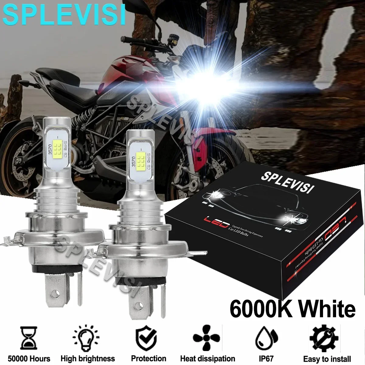 

2x 6000K White LED Headlight Hi Low Beam For Zero SR S DSR DS 2009 2010 2011 2012 2013 2014 2015 2016 2017 2018- 2020 2021-22