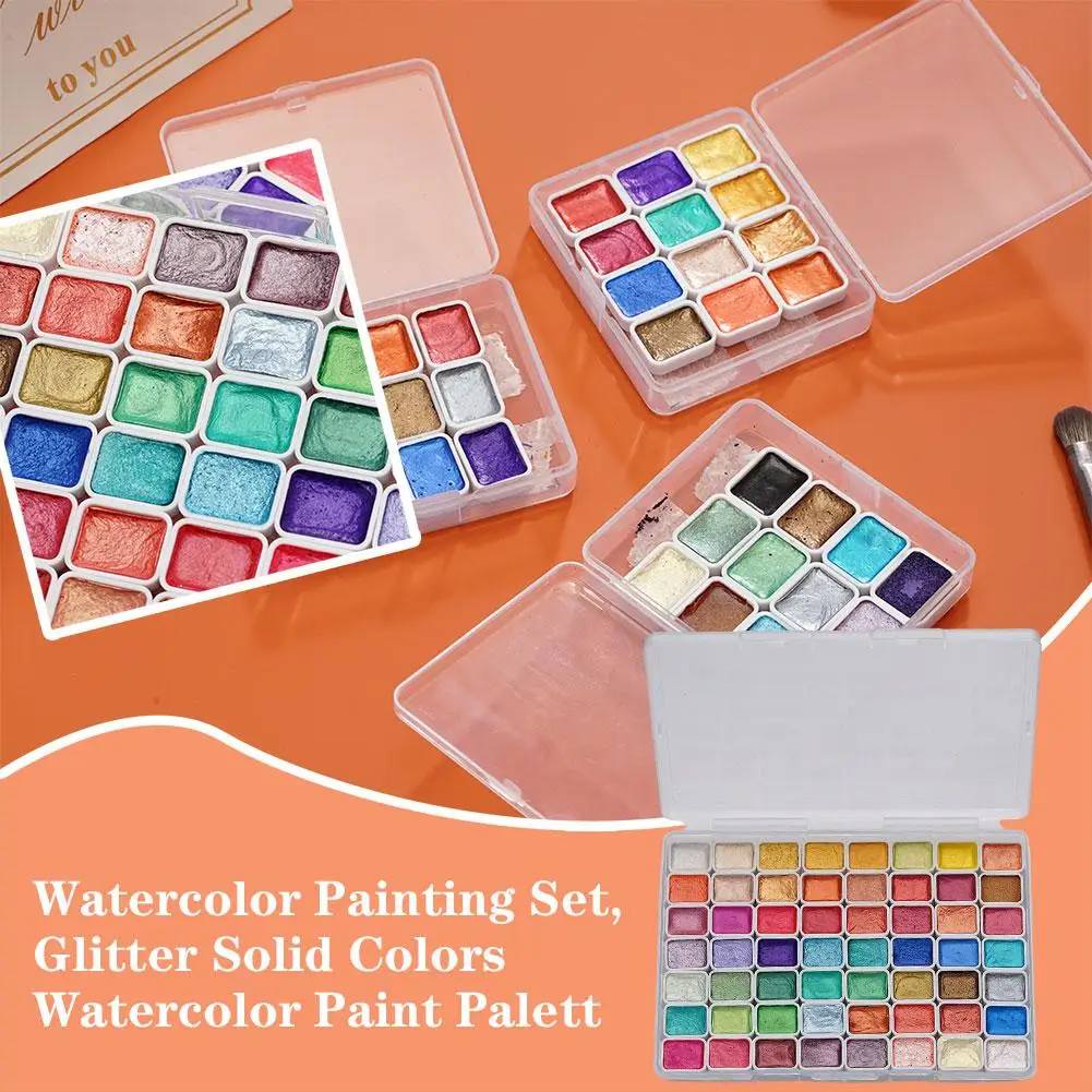 

56 Colors Pearlescent Solid Watercolour Paints Japanese Decoration Entwining Makeup Flower Blooming Graffiti Manicure Paint Y0U8