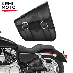 Alforja para motocicleta, bolsas basculantes laterales para herramientas, Sportster Street 750, Iron 883, bolsas de almacenamiento de cuero sintético impermeables