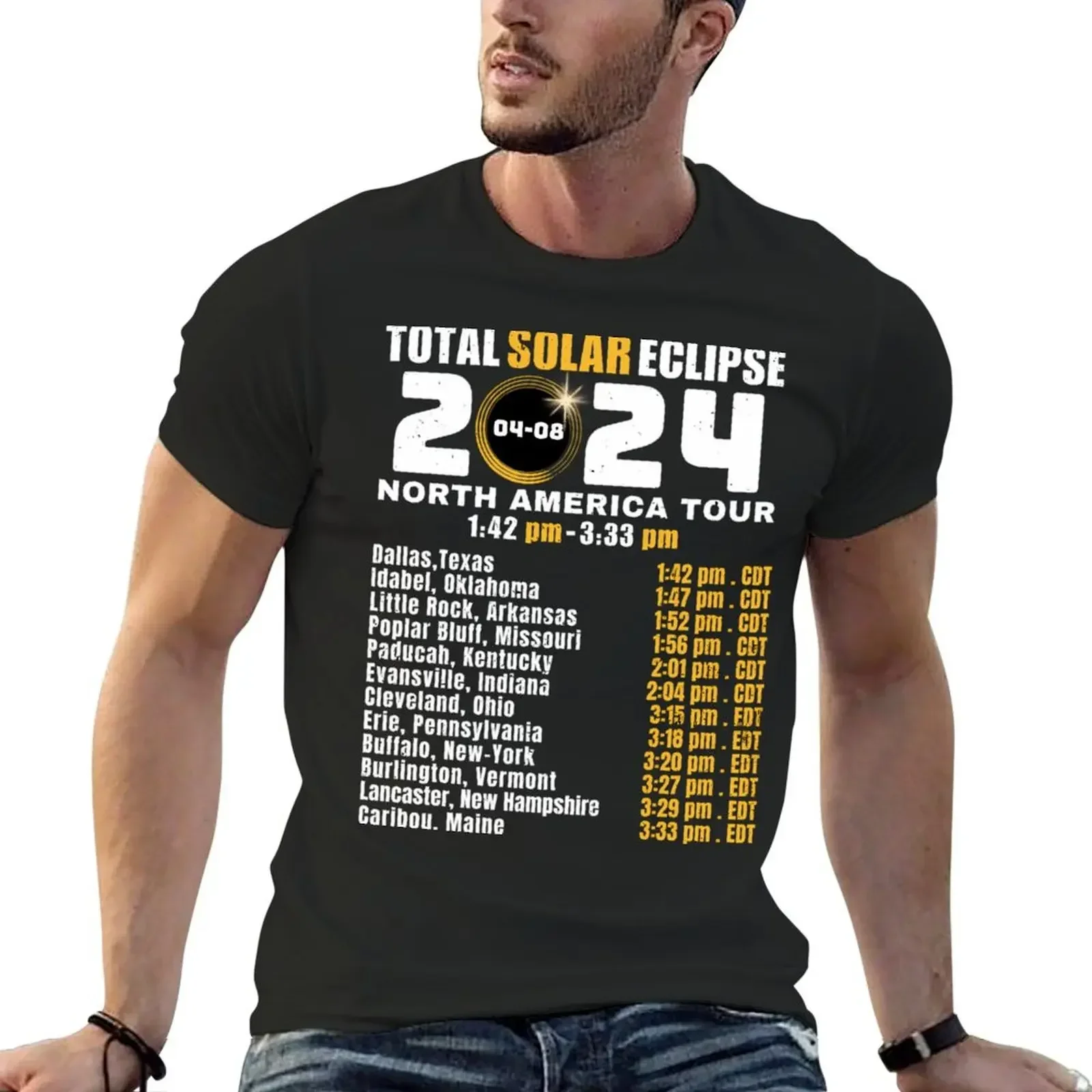 

2024 Total Solar Eclipse North America Tour April 8Th Path Of The Eclipse T-Shirt customs men t shirts