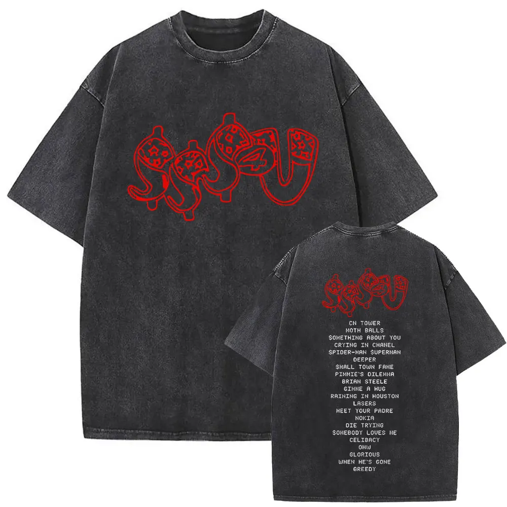 

Washed Vintage Rapper Drake & Partynextdoor 2025 T Shirts SSS4U Some Sexy Songs 4 U Graphic T-shirt Men Fashion Hip Hop T-shirts