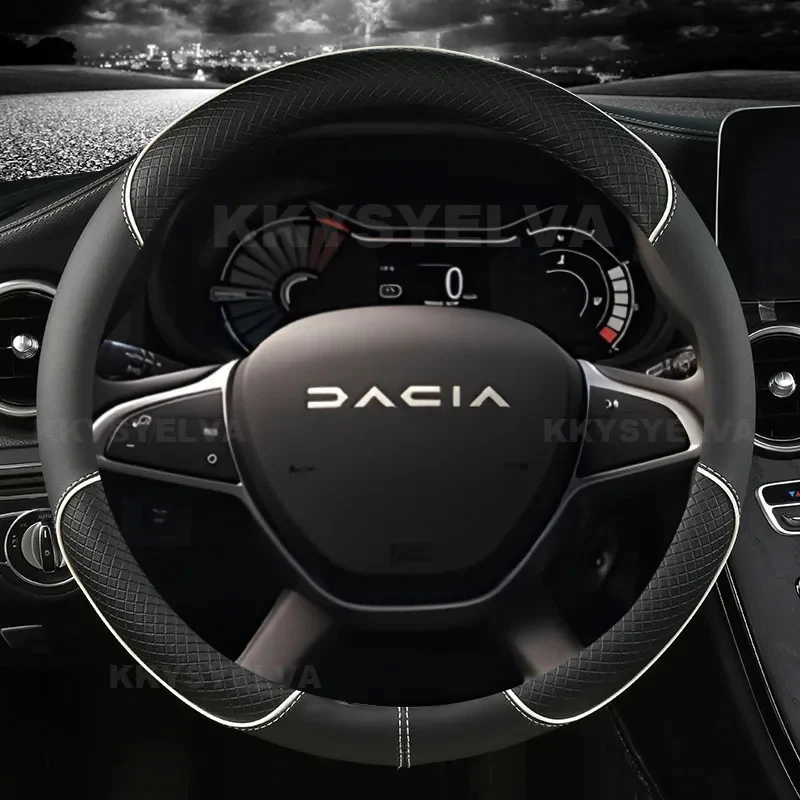 Microfiber Leather Car Steering Wheel Cover For Dacia Logan Sandero Duster Lodgy Jogger Dokker Spring 2017-2024 Auto Accessories
