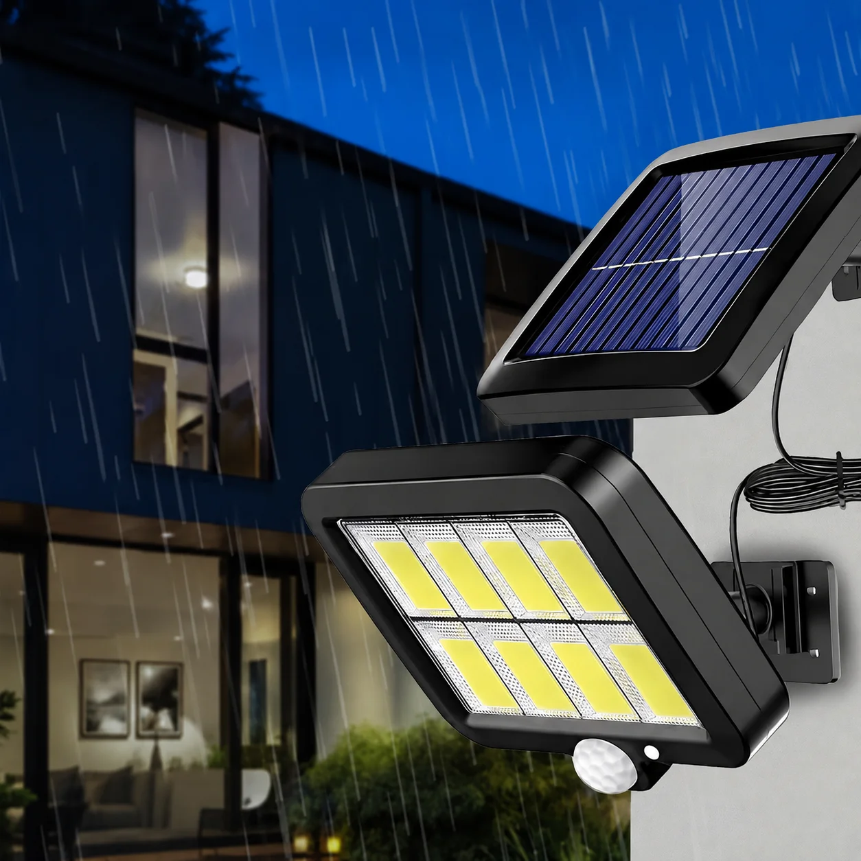 Solar Lights Outdoor Waterproof IP54, 160 COB LED Solar Motion Sensor Wall Lights, Split Design Solar Powered Security Lights with Emergency Lighting for Garden, Porch, Yard, Patio and Outdoor Street