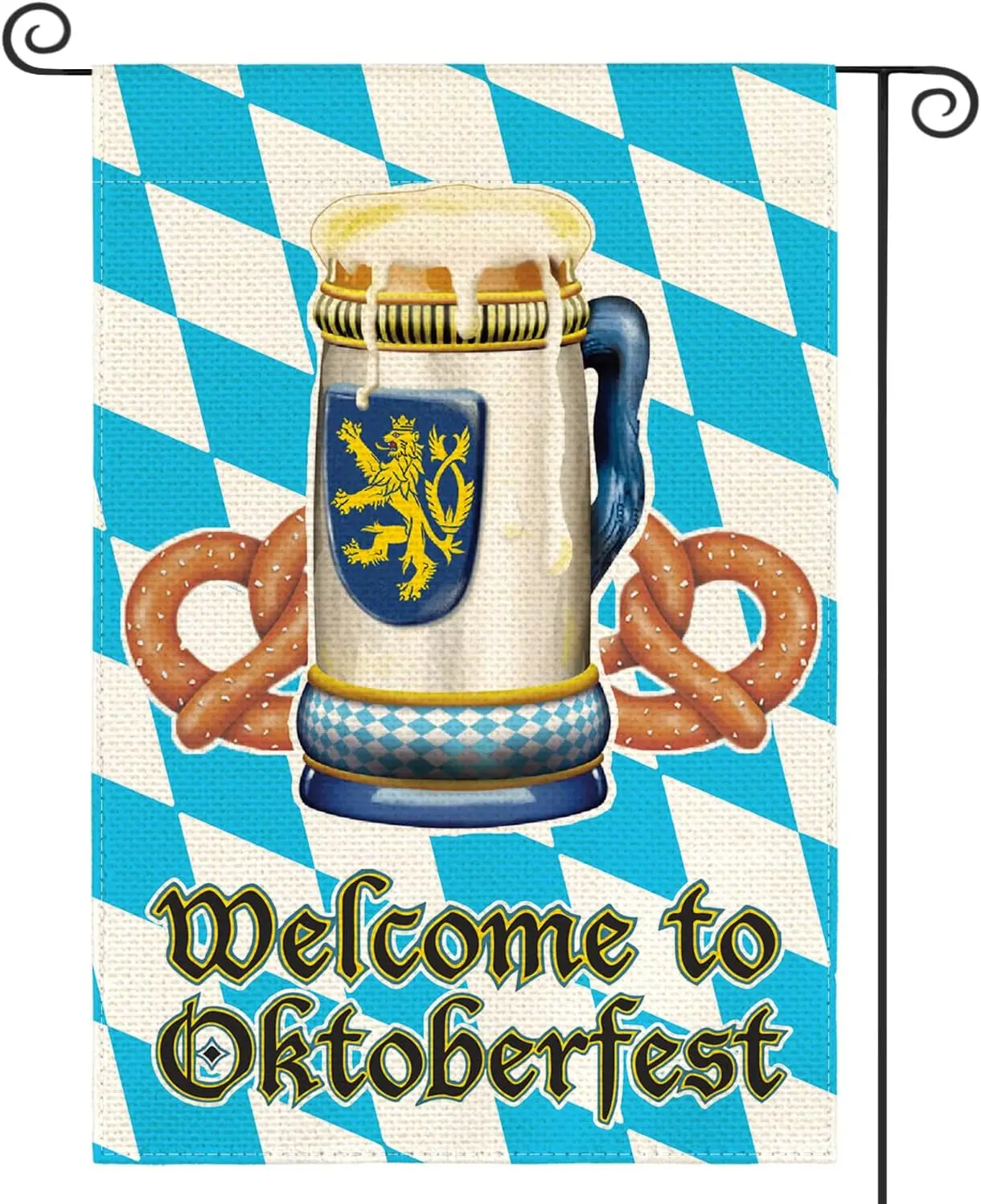AVOIN colorlife Welcome to Oktoberfest Bavaria Garden Flag 12x18 Inch Double Sided, Beer Mug Pretzel Celebration Yard Outdoo KZA