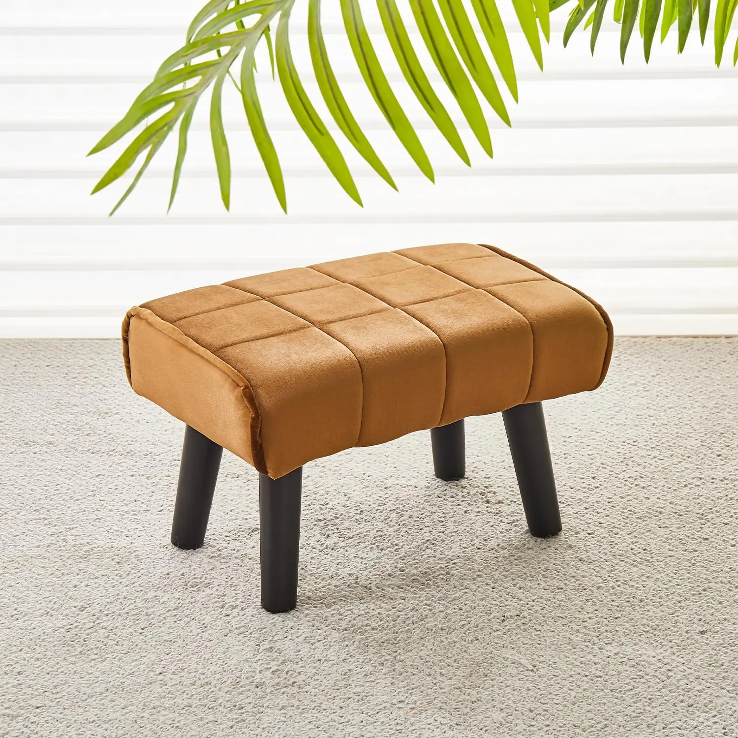 

Small Foot Stool Ottoman Modern Accent Step Stool Seat With Solid Wood Legs Velvet Soft Padded Pouf Ottomans Sofa Footrest