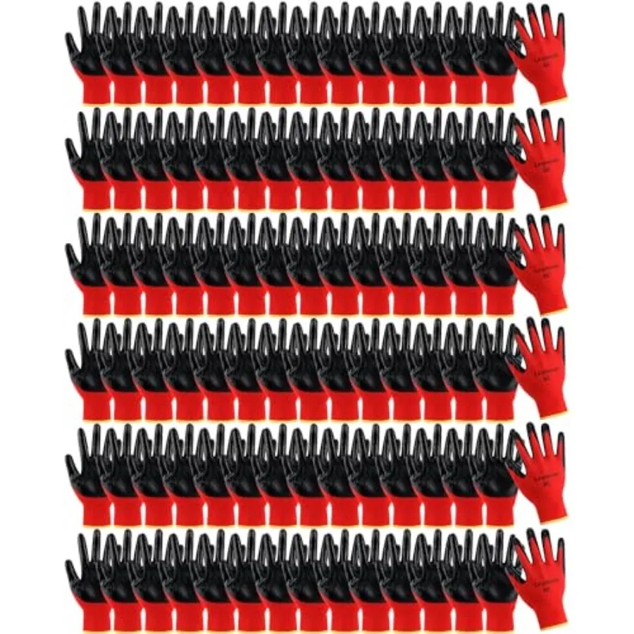 Maxcheck PU Coated Gloves Bulk, Reusable Rubber Safety Gloves for Men Women Work Warehouse, Mechanic, Woodworking