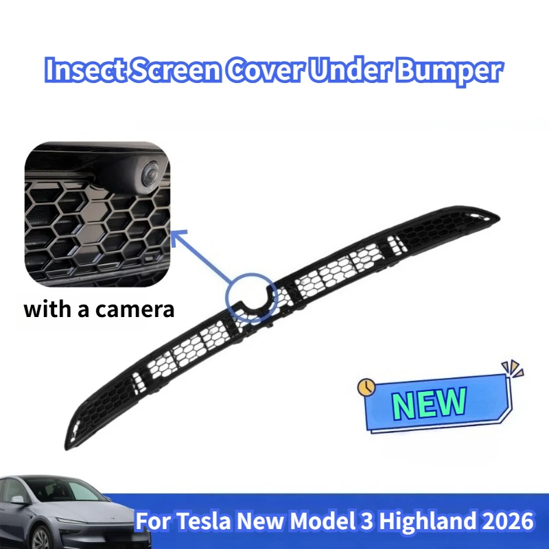 For Tesla Model 3 Highland 2026 Front Bumper Grill Mesh Air Inlet Vent Cover Grille Guards Protector Anti-insect Net Accessories