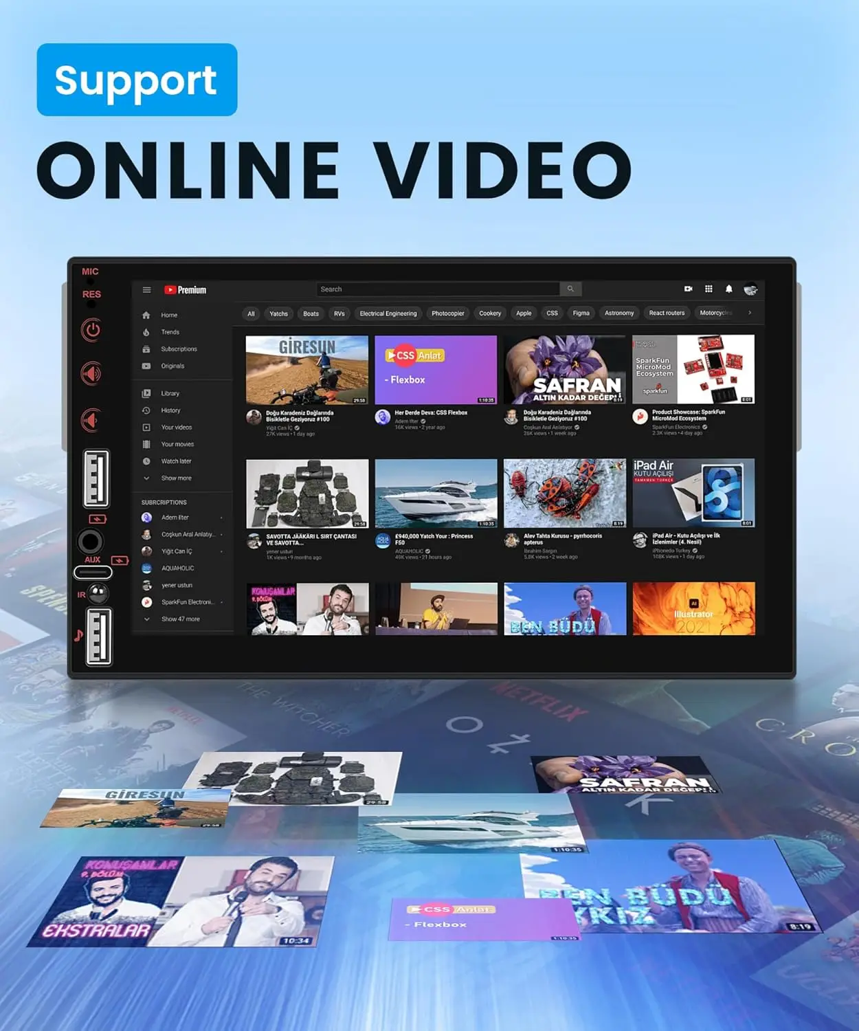 Estéreo para automóvil de 7' con CarPlay inalámbrico y Android Auto, Bluetooth, YouTube, FM, tipo C, USB, cámara de respaldo