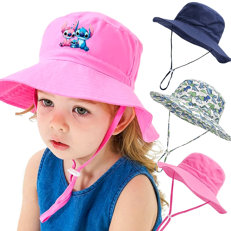 

Lilo Stitch Hat for Girl Kid Summer SunHat Bucket Hat UV Protection Outdoor Boys Beach Cap Fashion Panama Cap Fisherman Hat 2-6Y