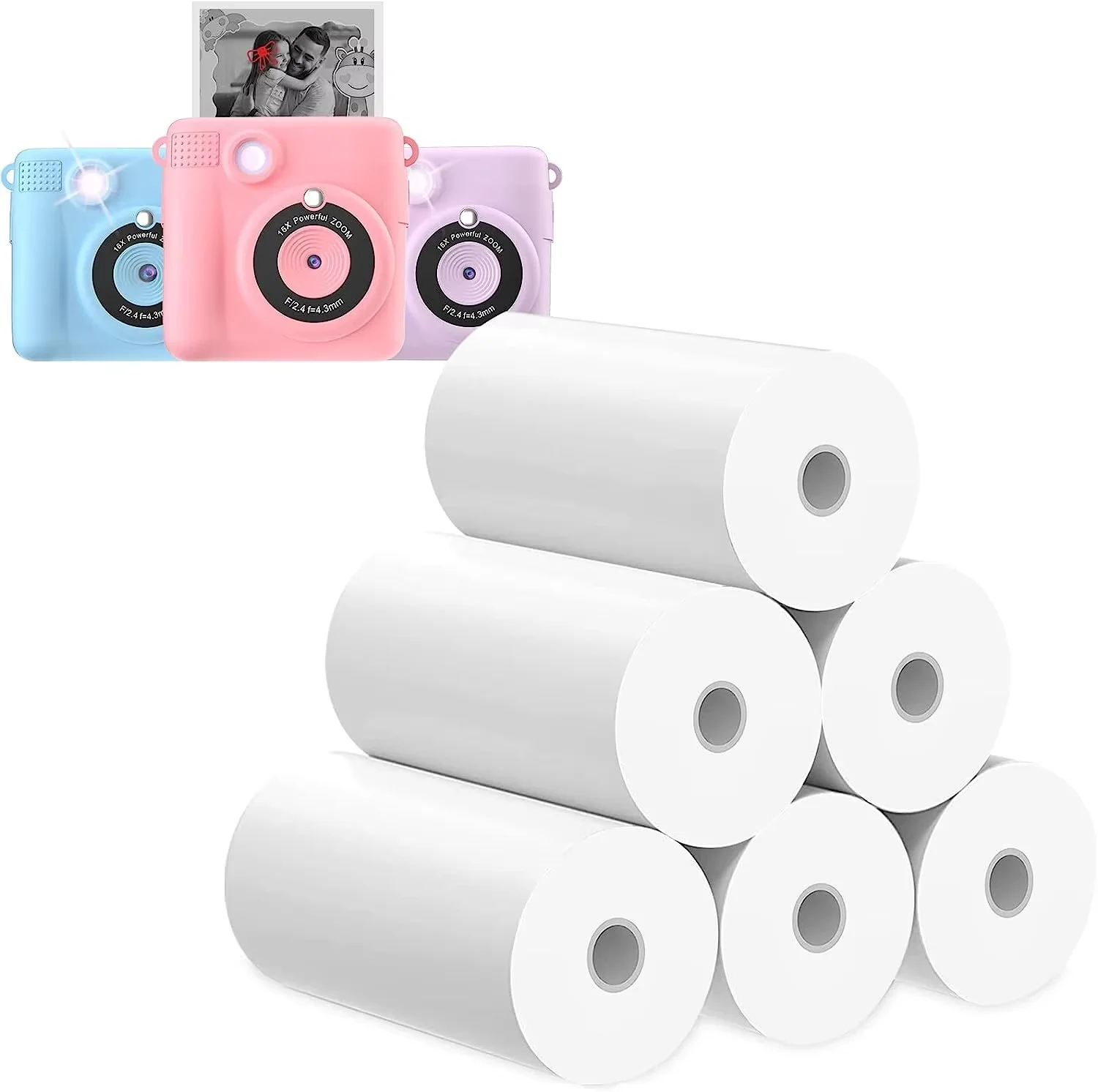 3/6Rolls Thermal Paper 57x25mm Notes Printing Label Sticker Paper for Portable Mini Pocket Photo Thermal Self-adhesive Label