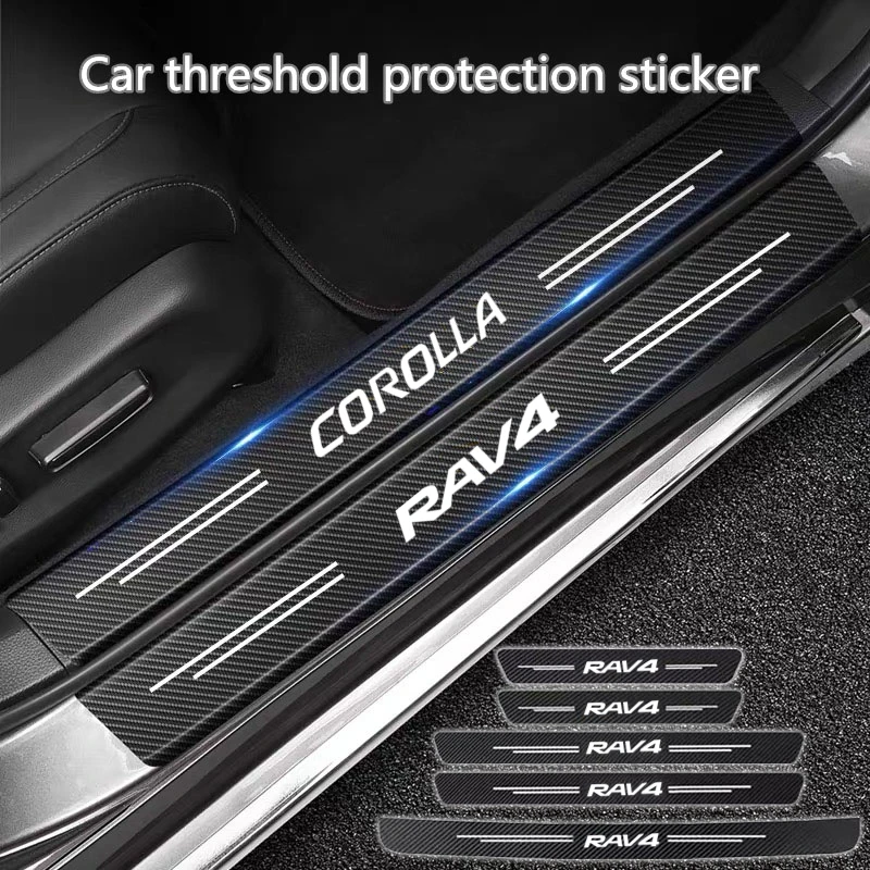 Adesivo de fibra de carbono para porta de carro, tira protetora antiarranhões para toyota camry corolla c-hr rav4 yaris, acessórios