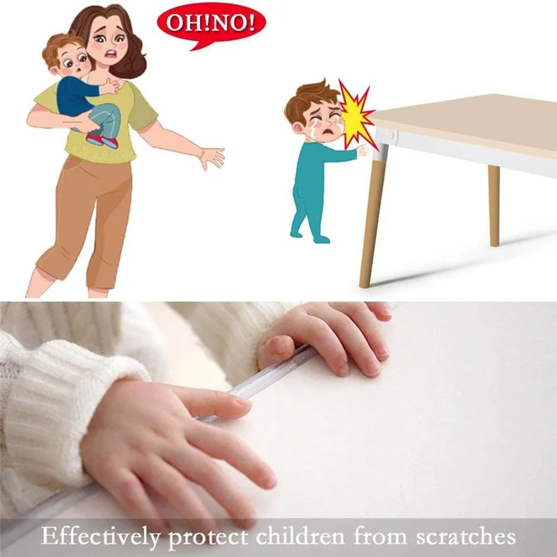 

B08B-For Kids Proof Safety Silicone Edge Protector, Clear Table Corners Guards, Pre-Taped Adhesive Soft Wall Furniture Bumper