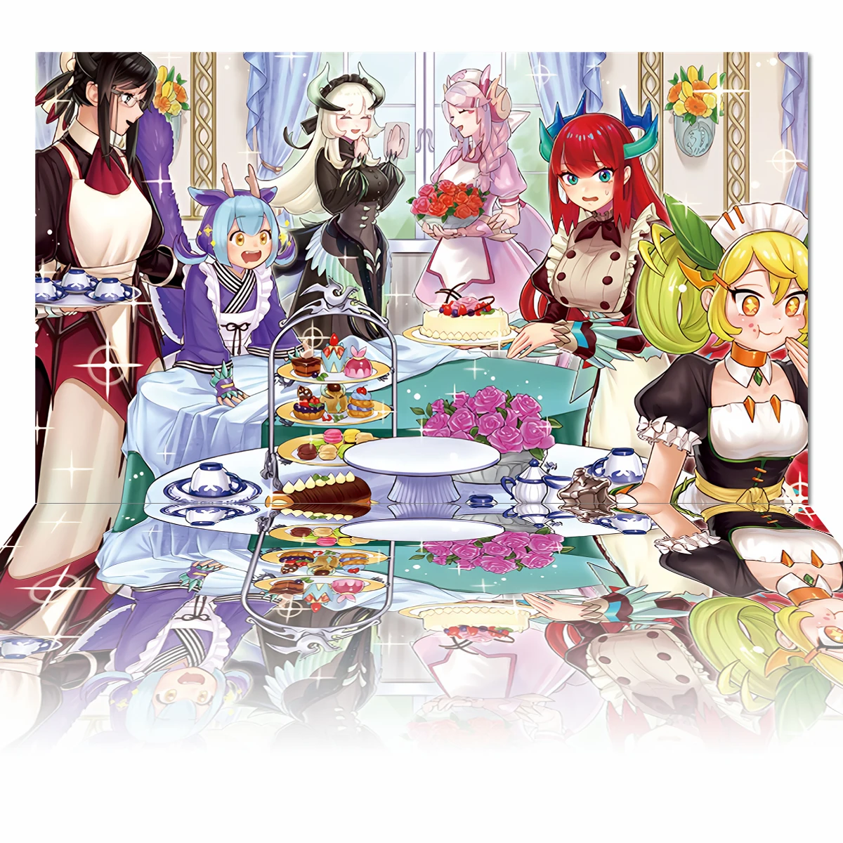YuGiOh Dragonmaid Hospitality Mat TCG CCG Board Game Trading Card Game Mat  Mouse Pad Rubber Desk Mat Zones & Bag 60x35cm