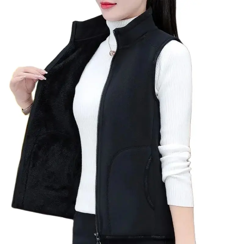 Autumn Winter Women\'s Double-Sided Vest Coat New Sleeveless Short Jacket Women Warm Basic Coat Female Waistcoat Tops Clothing