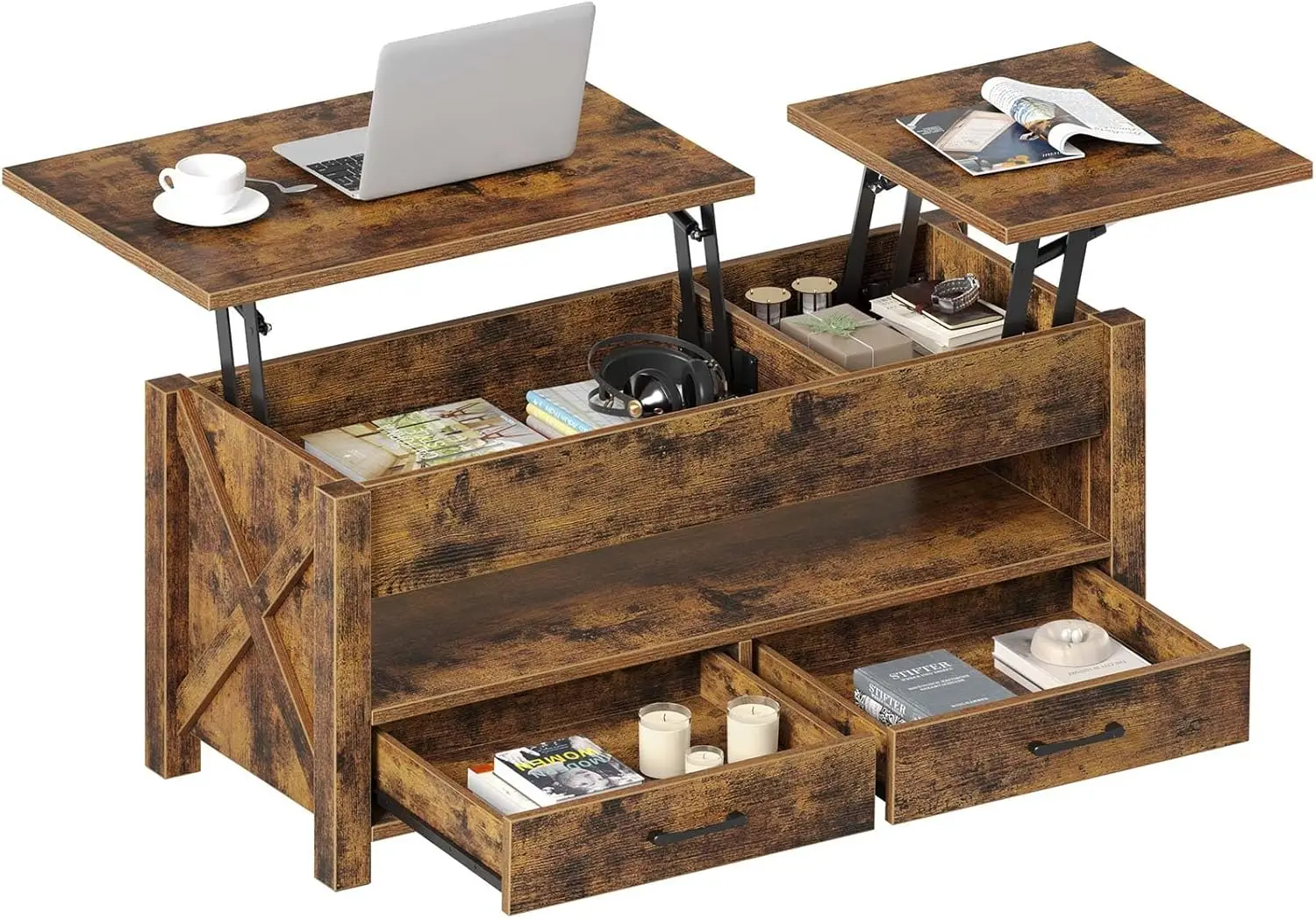 

Coffee Table, 47.2" Lift Top Coffee Table with 2 Storage Drawers and Hidden Compartment,