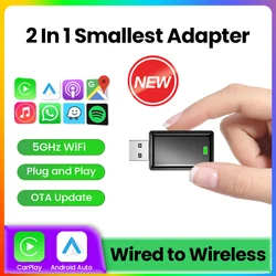 Adaptador de Carplay inalámbrico para coche, Dongle inteligente 2 en 1 para Volvo, Benz, Cadillac, Jeep, Lexus, Buick, Benz, Audi, Mazda, VW, Kia