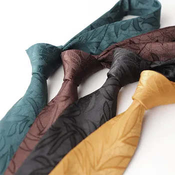 7CM rozmiar dla dorosłych zielono-brązowy krawaty poliestrowe kwiatowe krawat dla mężczyzn jednolity kolor biały Cravate smoking modne codzienne akcesoria