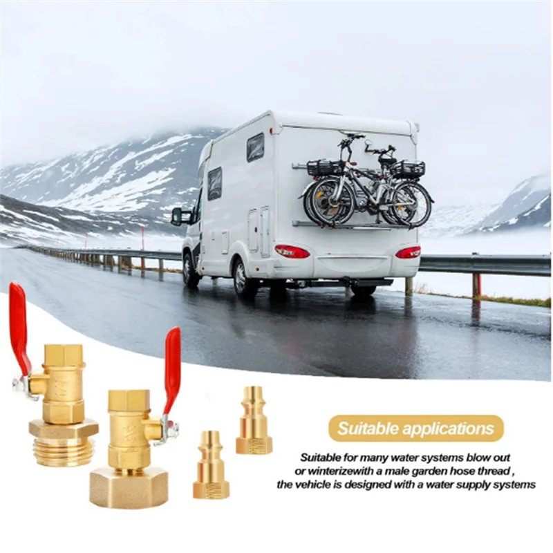 ABBN-RV Winterize Комплект адаптеров для выдувания спринклера Набор адаптеров для прихожей для быстрого подключения вилки 1/4 дюйма 3/4 дюйма GHT Garden