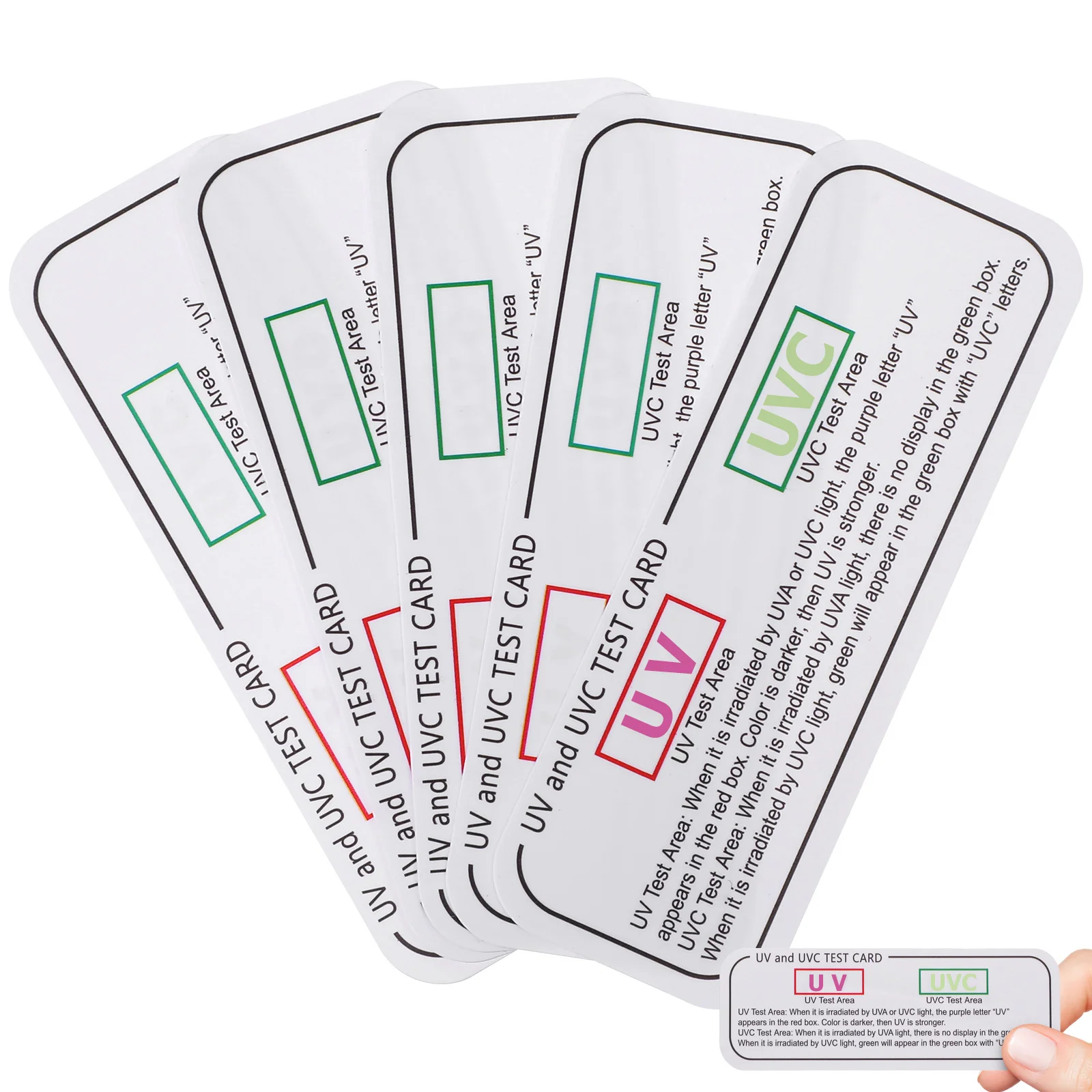 

5pcs Uv Light Test Cards Uvc Uva Testing Strips Indicator For Disinfection Box Lamp Indoor Use Detection Tools