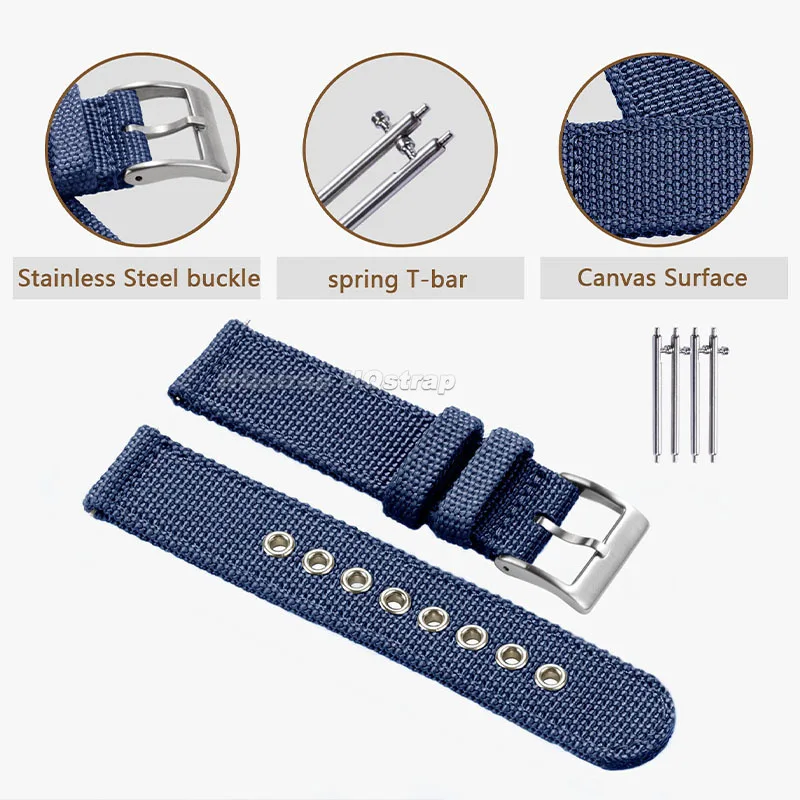 Nylon Strap 18mm 20mm 22mm Band Canvas Wristband Soft Sport Comfortable Watchband Quick Release Universal Replacement Bracelet