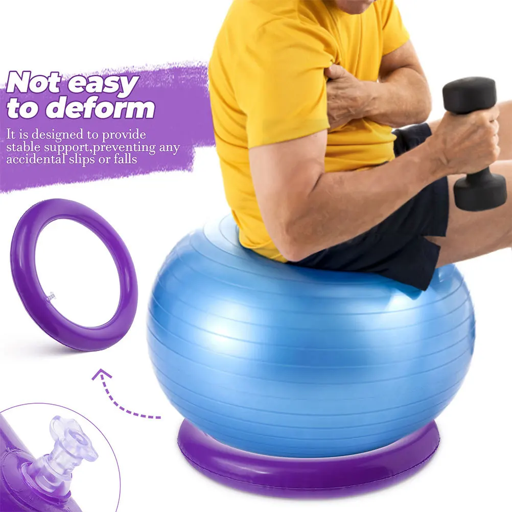 2 قطعة كرة يوجا قابلة للنفخ قاعدة مضادة للانزلاق حامل كرة لياقة بدنية ثابت حامل داعم لممارسة التوازن والتدريب #3