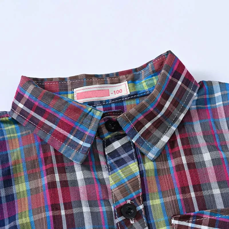 2023 Plaid Kids Shirt Clothes Summer Thin Short-Sleeve Shirts Infant Boy Blouses Clothing Cotton Casual Child Tops Tees 3-8Y