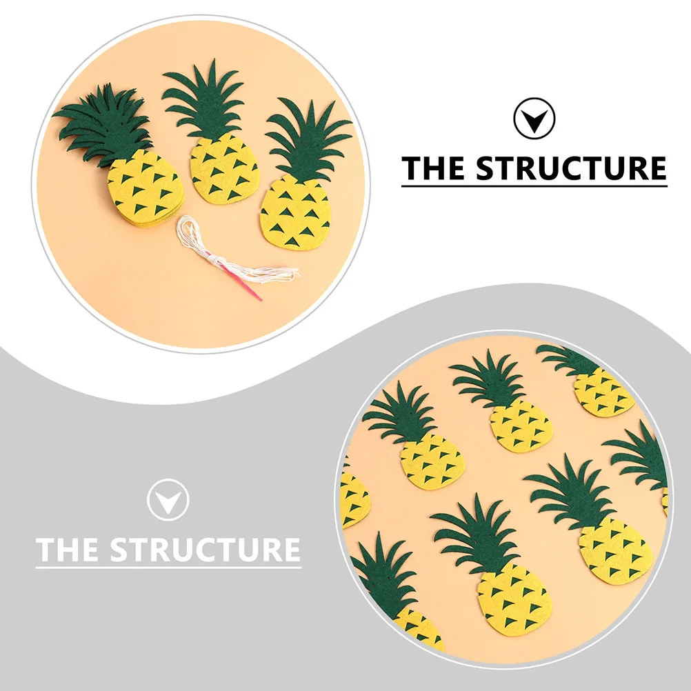 

2pcs Pineapple Felt Pull Flag Summer Wall Hanging Banners Decorations Hawaiian Party Supplies Photo Props