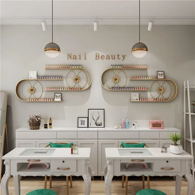 Display Rack Wall-Mounted Nail Shelf Nail Polish Gel Rack Wall Hanging U-Shaped Nail Salon Wall Storage Rack Cosmetics