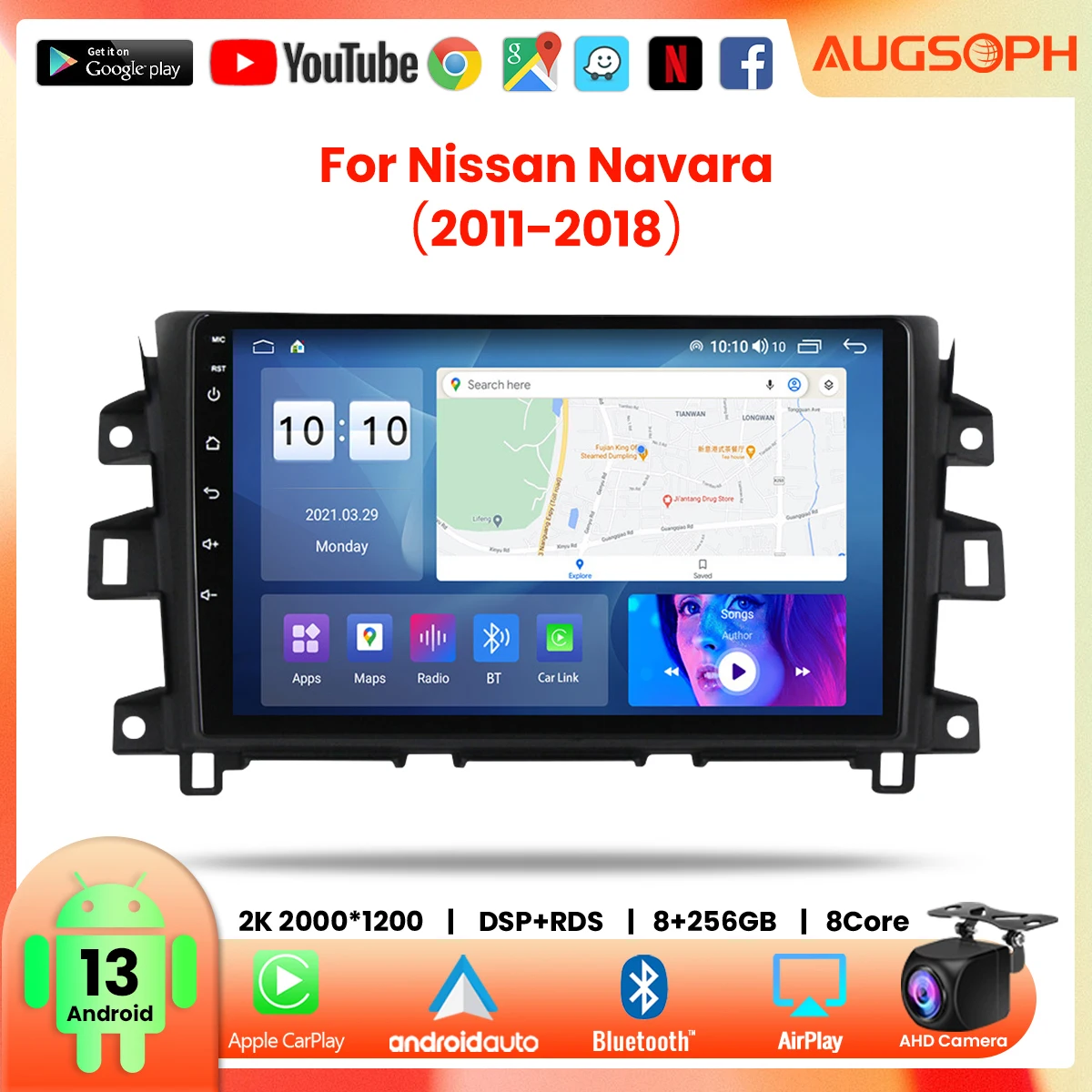 

Android 13 Car Radio for Nissan NAVARA Frontier NP300 2011-2018, 10inch 2K Multimedia Player with 4G Carplay DSP & 2Din GPS