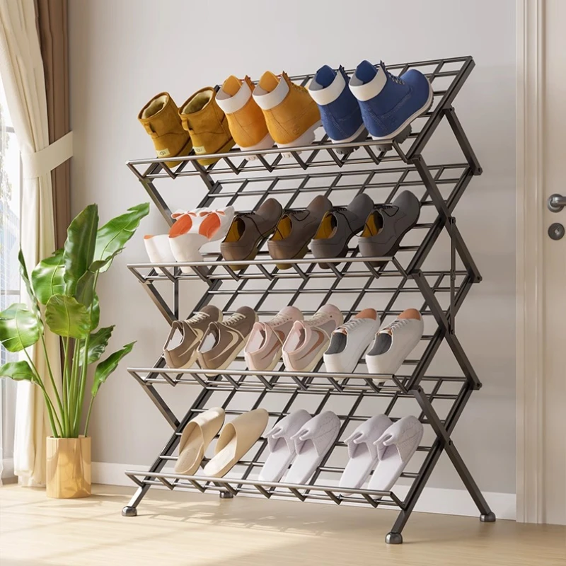 

Foldable Shoe Rack for Dorm Space-Saving Under Desk Organizer Compact Entryway Storage Solution Multi-Layer Sneaker Display