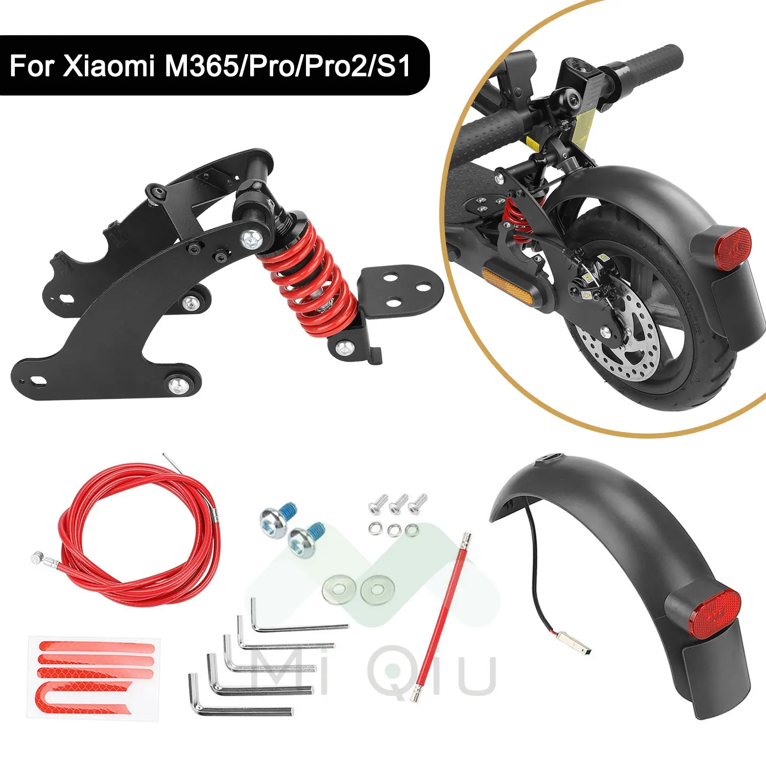 Electric Scooter Rear Shock Absorber Kit Absorption Part For Xiaomi Mijia M365/Pro/Pro2/S1 Mudguard Taillamp Scooter Accessories