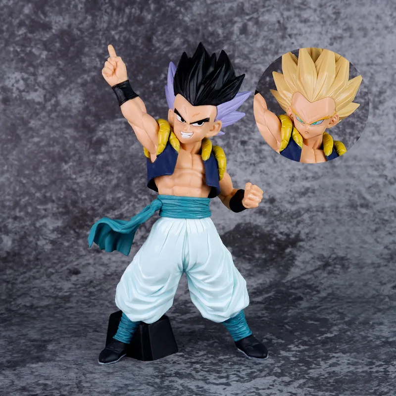 Cartoon Anime Dragon Ball Head Replaceable Gotenks Goten Trunks Gold Long Hair PVC Model Toy GIft