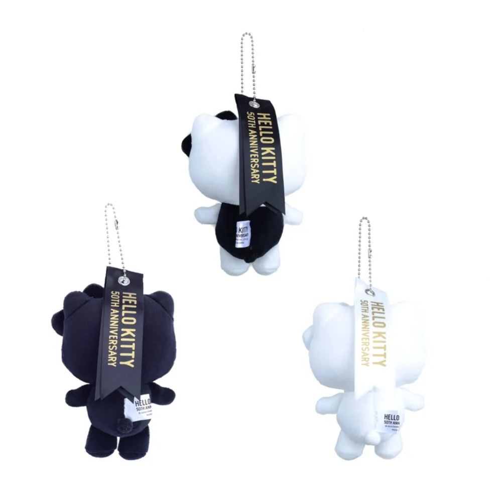 Sanrio Kawaii Hello Kitty Cartoon Cute Plush Originality Black and White Kitty Pendant Outfit Backpack Accessory Festivals Gift