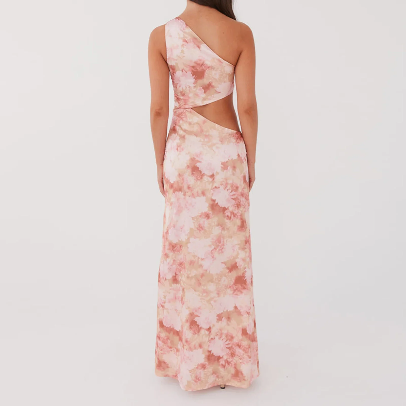 여성 원 숄더 컷 아웃 드레스 꽃 프린트 드레스 여성 여름 미디 드레스 민소매 슬림 피트 드레스 streetwear clubwear